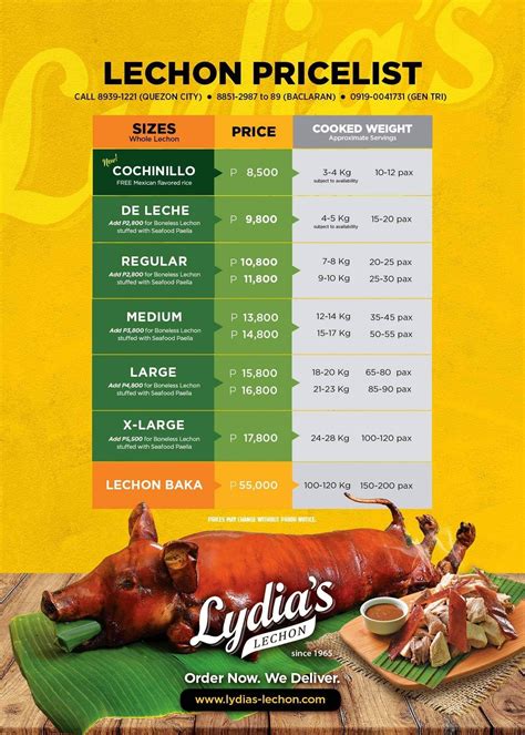 la loma lechon price list 2021|La Loma Lechon .